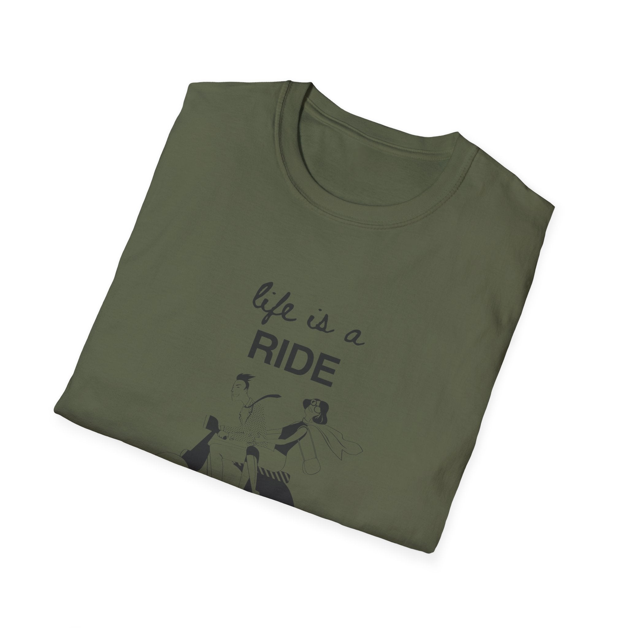Life Is a Ride Scooter Graphic T-Shirt — Vintage Couple Scooter Tee