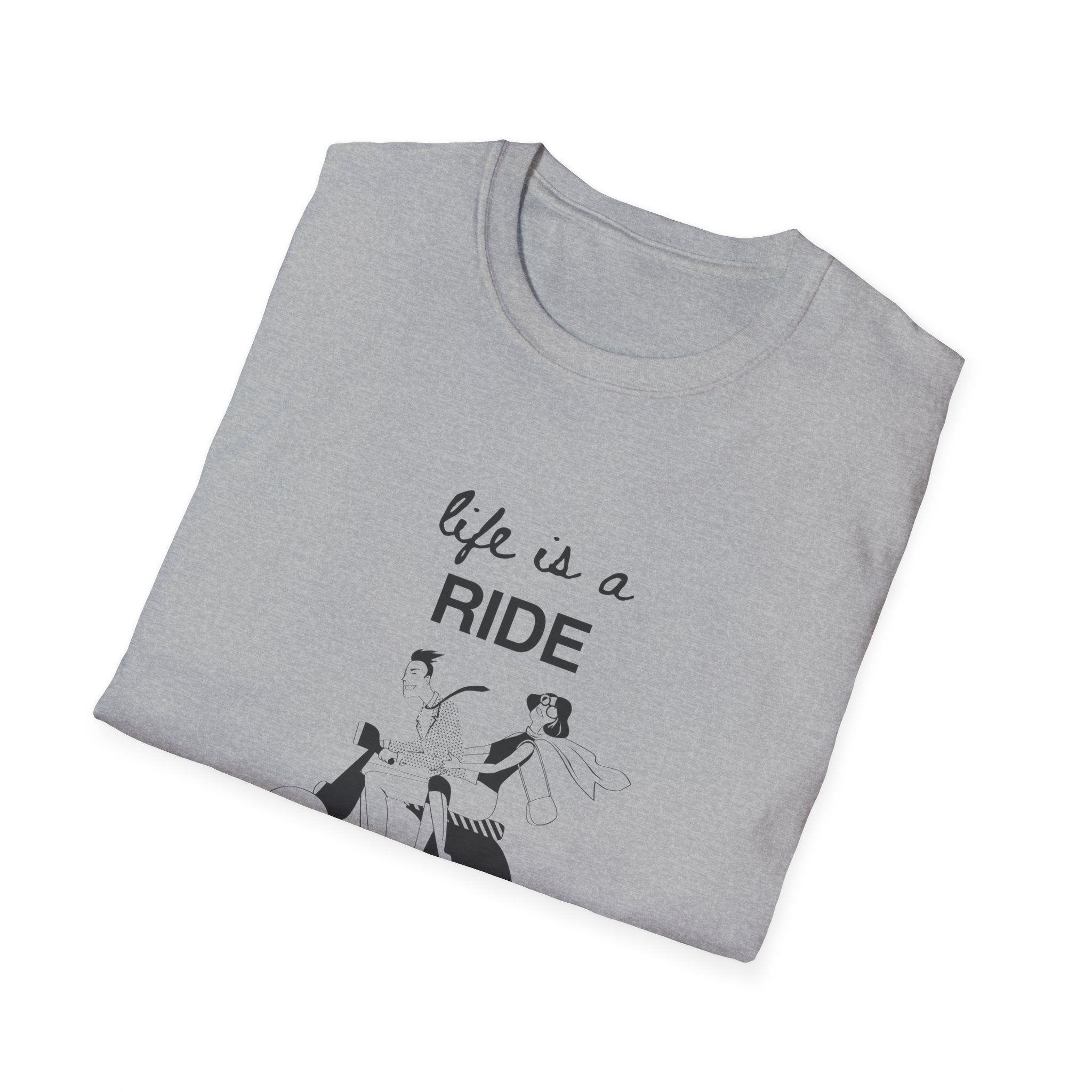 Life Is a Ride Scooter Graphic T-Shirt — Vintage Couple Scooter Tee