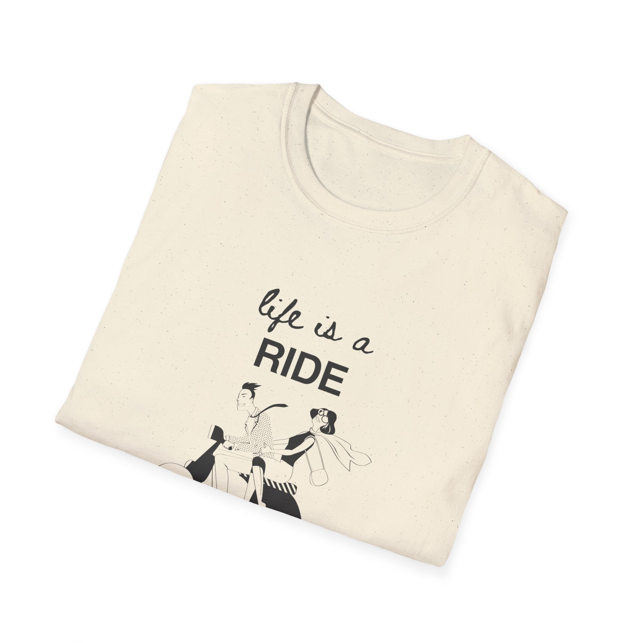 Life Is a Ride Scooter Graphic T-Shirt — Vintage Couple Scooter Tee