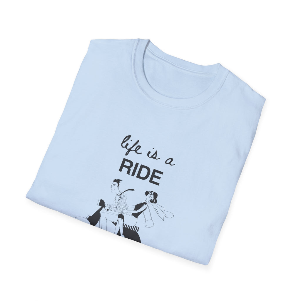 Life Is a Ride Scooter Graphic T-Shirt — Vintage Couple Scooter Tee