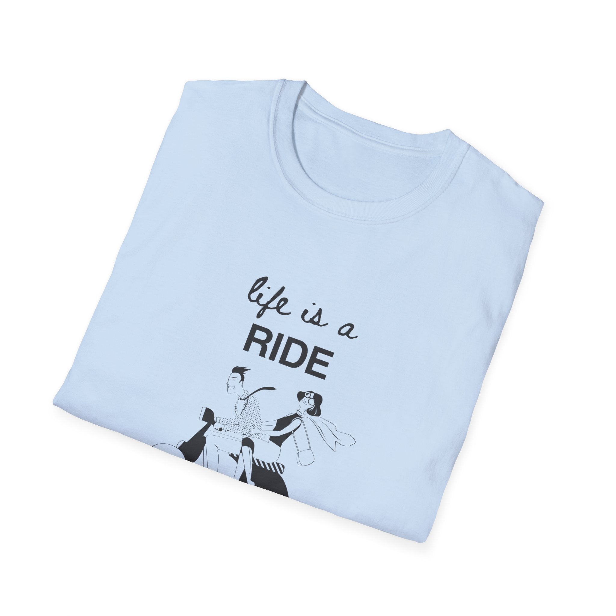 Life Is a Ride Scooter Graphic T-Shirt — Vintage Couple Scooter Tee