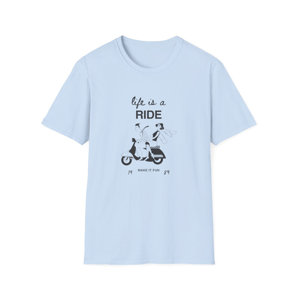 Life Is a Ride Scooter Graphic T-Shirt — Vintage Couple Scooter Tee